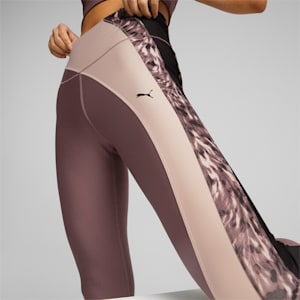 Safari Glam High Waisted Full Length Women's Training Leggings, Dusty Plum-Rose Quartz-Fur real print