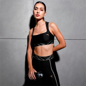 Mid Impact Deco Glam Women's Training Bra, Puma Black-deco glam, extralarge-IND