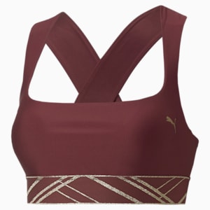 Mid Impact Deco Glam Women's Training Bra, Aubergine-deco glam, extralarge-IND
