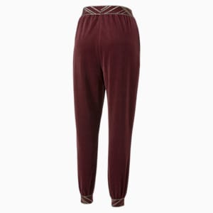 Deco Glam Velour Training Pants Women, Aubergine