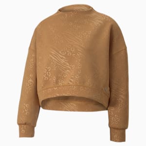 Fashion Luxe Embossed Women's Sweatshirt, Desert Tan, extralarge-IND