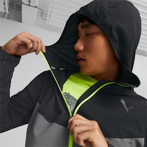 Reflective Printed Woven Running Jacket Men, CASTLEROCK-Puma Black
