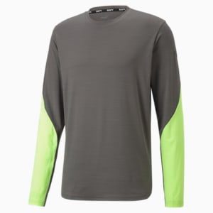 CLOUDSPUN Long Sleeve Running Men's T-Shirt, CASTLEROCK Heather-Lime Squeeze Heather