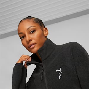 SEASONS Women's Full-Zip Running Fleece, PUMA Black Heather-Silver, extralarge-GBR