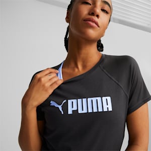 ウィメンズ トレーニング PUMA FIT ロゴ Tシャツ スリーブレス, PUMA Black-Elektro Purple