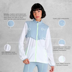 PUMA x FIRST MILE Woven Running Jacket Women, Puma White-Blue Wash, extralarge-IND