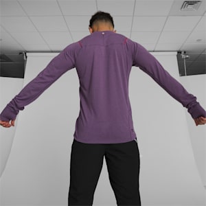 PUMA x KSO SEASONS Men's Wool Long Sleeve Running Top, Purple Charcoal Heather, extralarge