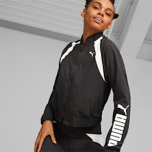 Chamarra para entrenar PUMA Fit tejida a la moda para mujer, PUMA Black