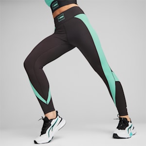 Leggings de entrenamiento de talle alto y 7/8 PUMA Fit para mujer, PUMA Black-Electric Peppermint