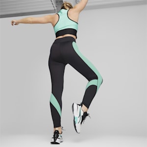 Leggings de entrenamiento de talle alto y 7/8 PUMA Fit para mujer, PUMA Black-Electric Peppermint