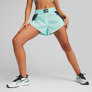 PUMA Fit Fashion Flow Women's Training Shorts, Electric Peppermint-PUMA Black, extralarge