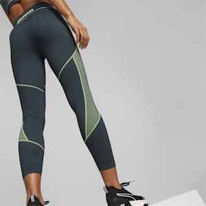 Formknit Women's Seamless Training Tights, Dark Night-Fizzy Lime, extralarge-IND