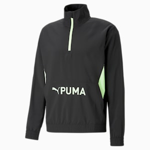 PUMA Fit Woven Half-Zip Training Jacket Men, PUMA Black-Fizzy Lime
