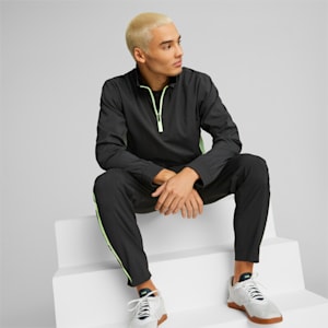 Train Fit Men's Woven Half-Zip Training Jacket, PUMA Black-Fizzy Lime