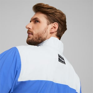 Train Fit Men's Woven Half-Zip Training Jacket, Royal Sapphire-Platinum Gray