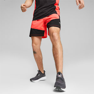 Shorts para correr Run Favourite Velocity 7'' para hombre, Fire Orchid, extralarge