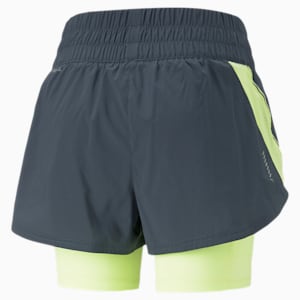 Shorts 2-en-1 Run Femme, Dark Night-Fast Yellow