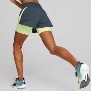 Run 2-in-1 Women's Shorts, Dark Night-Fast Yellow