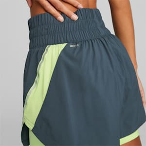 Run 2In1 Women's Running Tights, Dark Night-Fast Yellow
