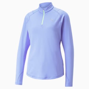 Camiseta con cierre medio Run CLOUDSPUN para mujer, Elektro Púrpura