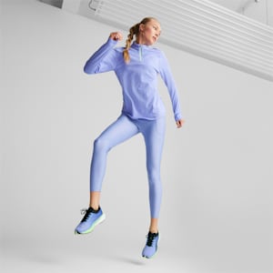 Camiseta con cierre medio Run CLOUDSPUN para mujer, Elektro Púrpura