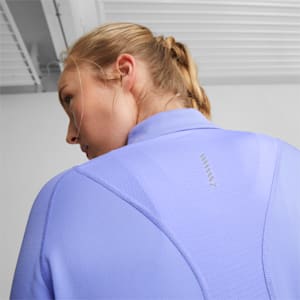 Camiseta con cierre medio Run CLOUDSPUN para mujer, Elektro Púrpura