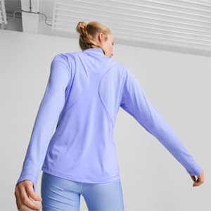Camiseta con cierre medio Run CLOUDSPUN para mujer, Elektro Púrpura