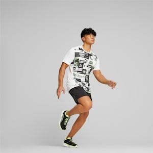 Run Favourite Printed Running Tee Men, PUMA White-Light Mint-AOP