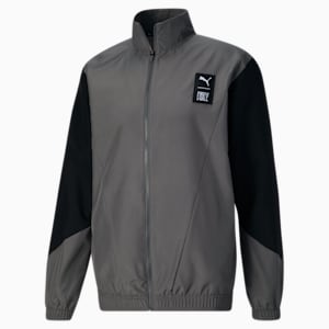 PUMA x FIRST MILE Men's Woven Full-Zip Running Jacket, CASTLEROCK-Puma Black, extralarge