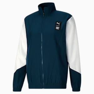 PUMA x FIRST MILE Men's Woven Full-Zip Running Jacket, Marine Blue-Puma White, large