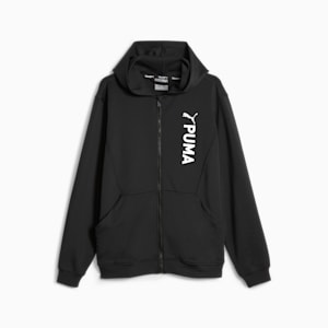 PUMA Fit Double Knit Men's Full-Zip Hoodie, PUMA Black, extralarge-IND