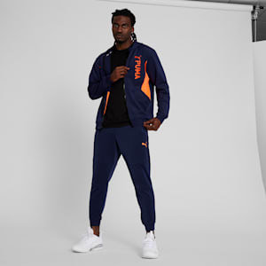 PUMA Fit Double Knit Men's Full-Zip Hoodie, PUMA Navy-Neon Sun, extralarge