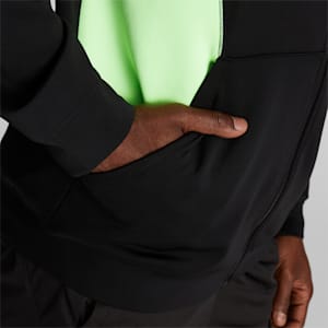 Sudadera con gorra y cierre completo de punto doble PUMA Fit Hombre, PUMA Black-Speed Green, extralarge