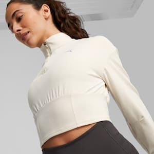 Sudadera de entrenamiento con medio cierre Cloudspun Fashion para mujer, Alpine Snow, extralarge