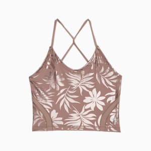 Camiseta corta de entrenamiento Studio estampada para mujer, Dark Clove-Q4 print, extralarge