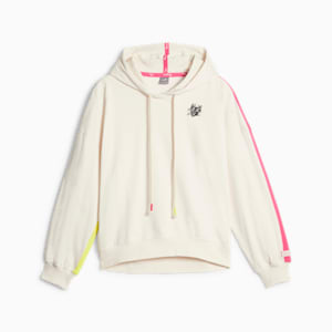 Sudadera con capucha para entrenar de forro polar PUMA x lemlem para mujer, Ghost Pepper, extralarge