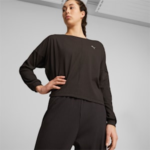 STUDIO UNWIND Women's Long Sleeve Training Tee, PUMA Black, extralarge