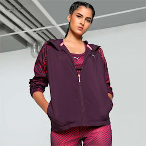 Favourite Velocity Printed Woven Women's Running Jacket, Midnight Plum-AOP, extralarge-IND