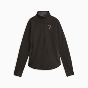 ウィメンズ ランニング シーズンズ  1/2 ジップ フリース, PUMA Black Heather, extralarge-JPN