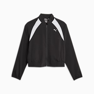 PUMA Fit Women's Woven Fashion Jacket, PUMA Black-PUMA White, extralarge