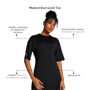 Modest Oversized Training Women's T-shirt, PUMA Black, extralarge-IND