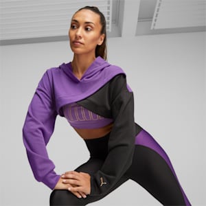 ウィメンズ トレーニング PUMA FIT MOVE クロップ フーディー, Purple Pop-PUMA Black, extralarge-JPN