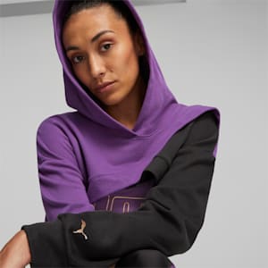 ウィメンズ トレーニング PUMA FIT MOVE クロップ フーディー, Purple Pop-PUMA Black, extralarge-JPN