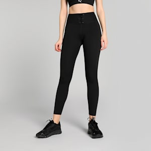 Women's Cloudspun Ribbed Training Tights, PUMA Black, extralarge-IND