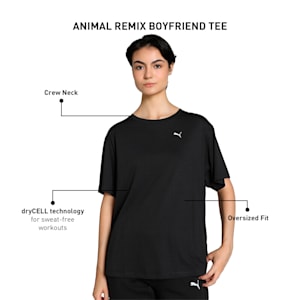 ANIMAL REMIX Women's Training Boyfriend T-shirt, PUMA Black, extralarge-IND