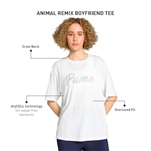 ANIMAL REMIX Women's Training Boyfriend T-shirt, PUMA White, extralarge-IND
