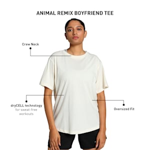 ANIMAL REMIX Women's Training Boyfriend T-shirt, Sugared Almond, extralarge-IND
