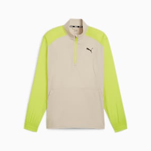 PUMA FIT Woven Men's Quarter Zip Sweater, Putty-Lime Pow, extralarge