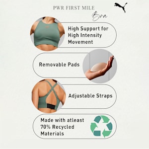 PUMA x FIRST MILE Women's PWR Running Bra, Eucalyptus, extralarge-IND