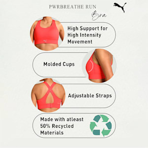 PWRbreathe Women's Running Bra, Active Red, extralarge-IND